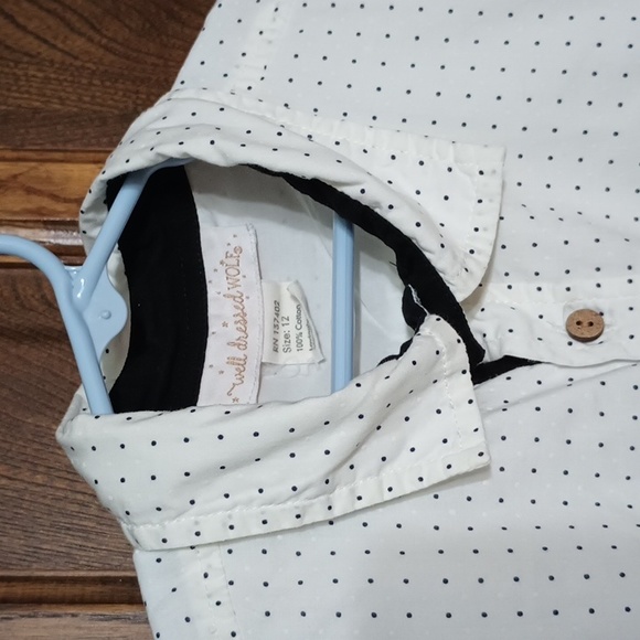 Well Dressed Wolf Mini Dots Collection Button Up Off White Dots Size 12Y - Picture 5 of 8